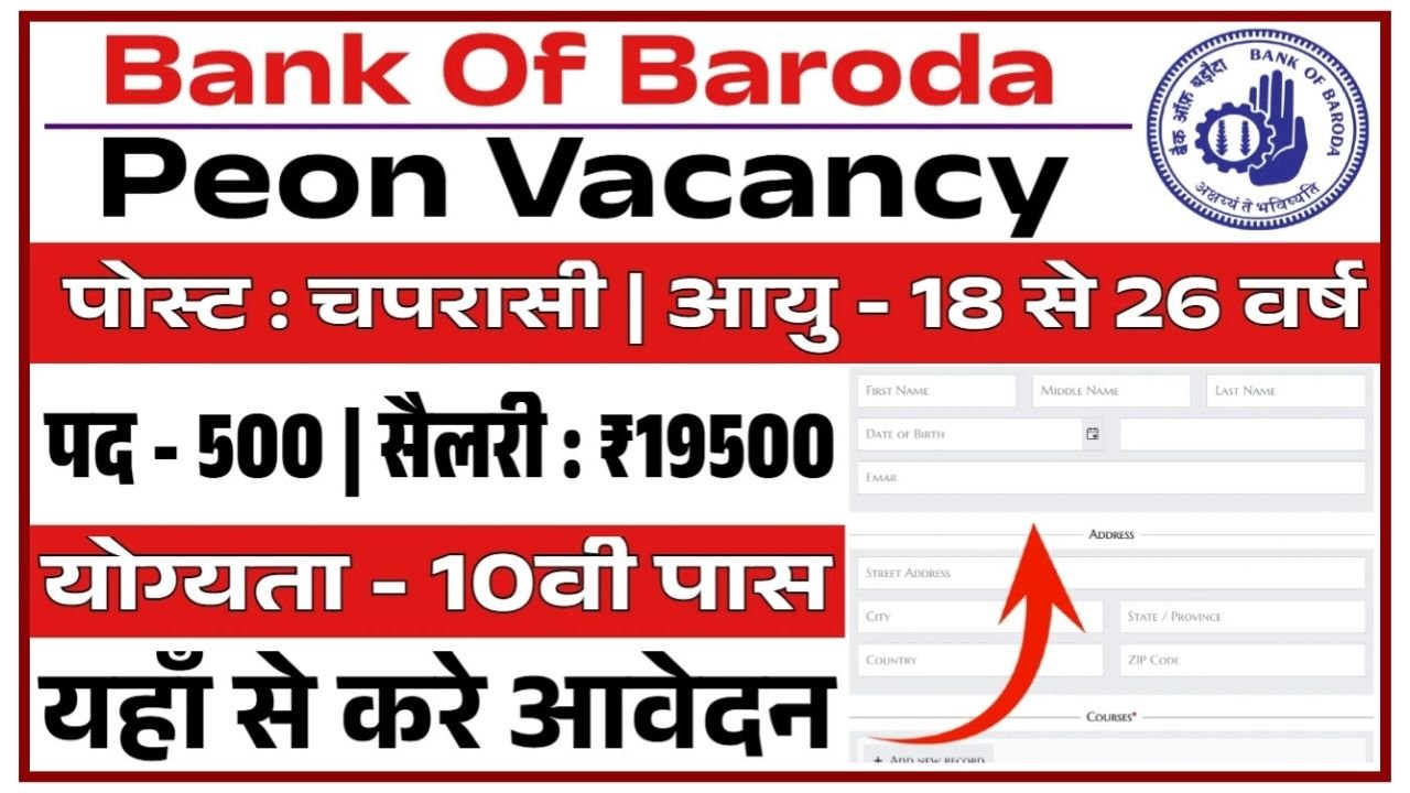 Peon Vacancy 2025 : चपरासी भर्ती के पदों पर 10वीं पास के लिए आवेदन शुरू