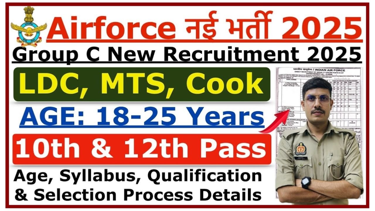 Indian Air Force Group C Notification 2025 : भारतीय एयरफोर्स में दसवीं पास विद्यार्थियों के लिए नोटिफिकेशन जारी